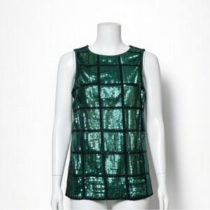 Pim + Larkin XS Green Sequin Top Shirt